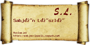 Sabján László névjegykártya